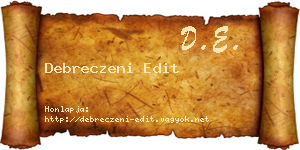 Debreczeni Edit névjegykártya